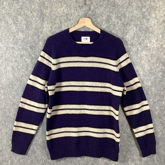 NN07 No Nationality Multi Color Nathan Striped Wool Crew Pullover Sweater Large* - Picture 4 of 15